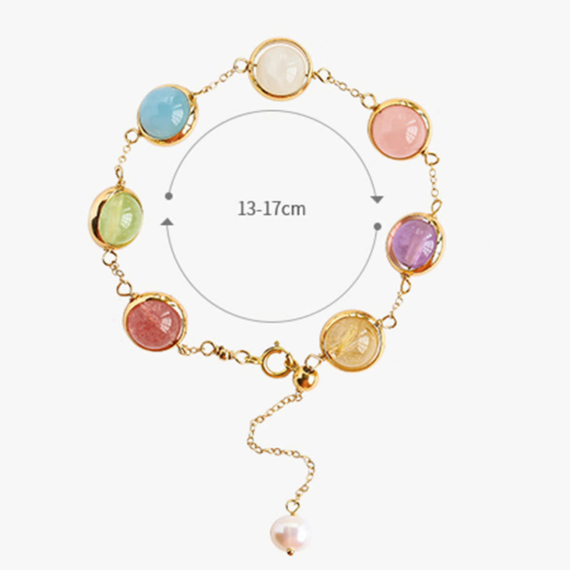 Wear FengShui Colorful Crystal Amethyst Strawberry Quartz Balance Bracelet
