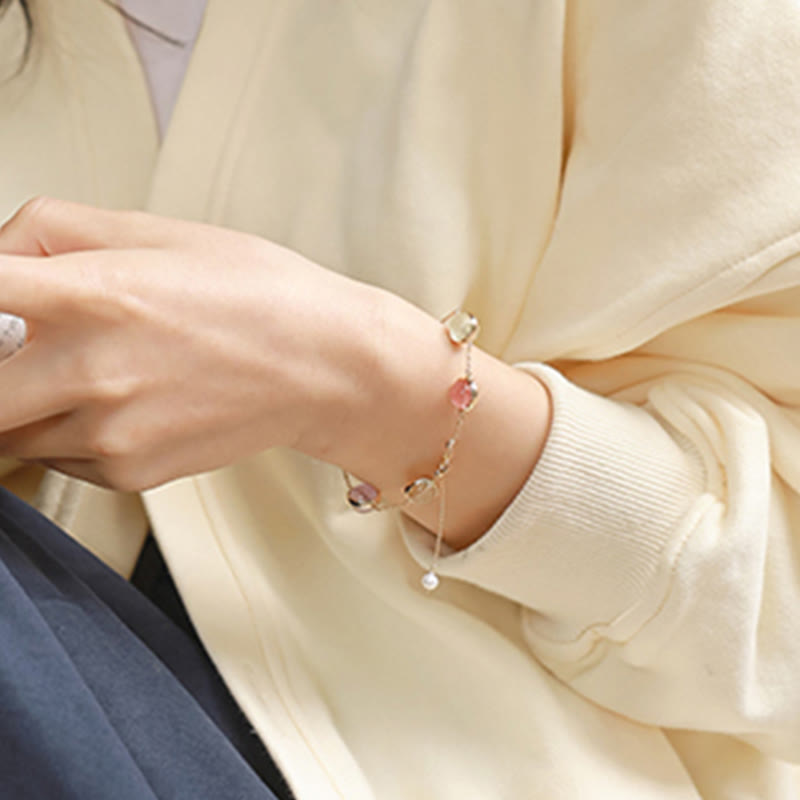 Wear FengShui Colorful Crystal Amethyst Strawberry Quartz Balance Bracelet