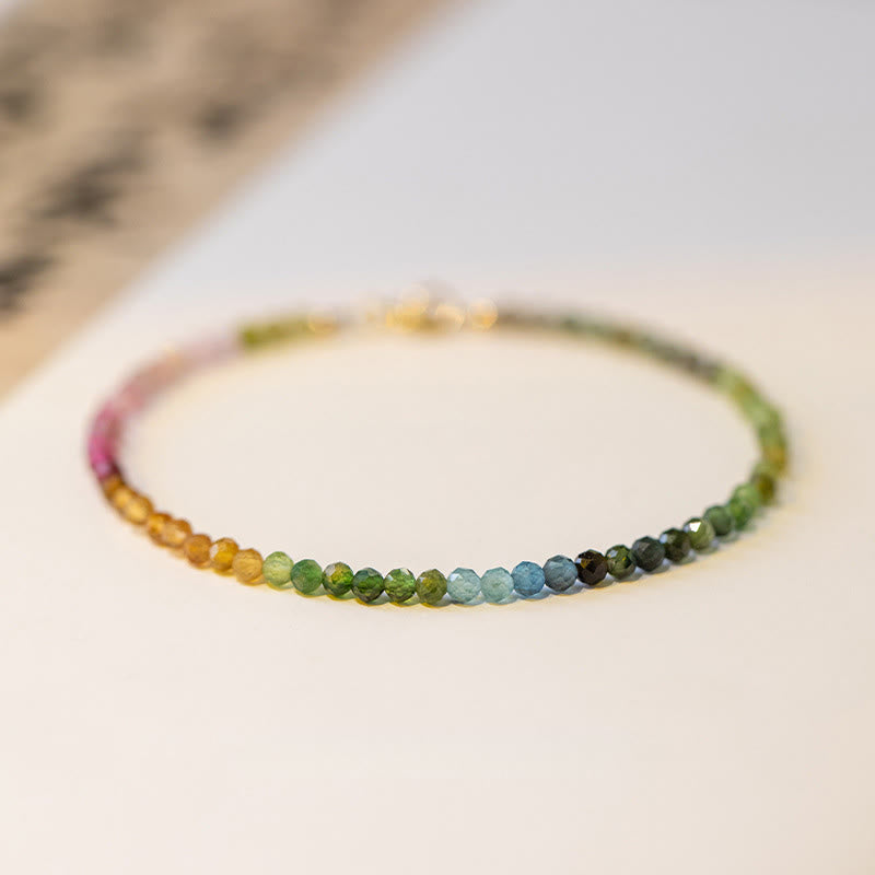 Wear FengShui 2.5mm Natural Tourmaline Ultra-thin Beads Positive Bracelet