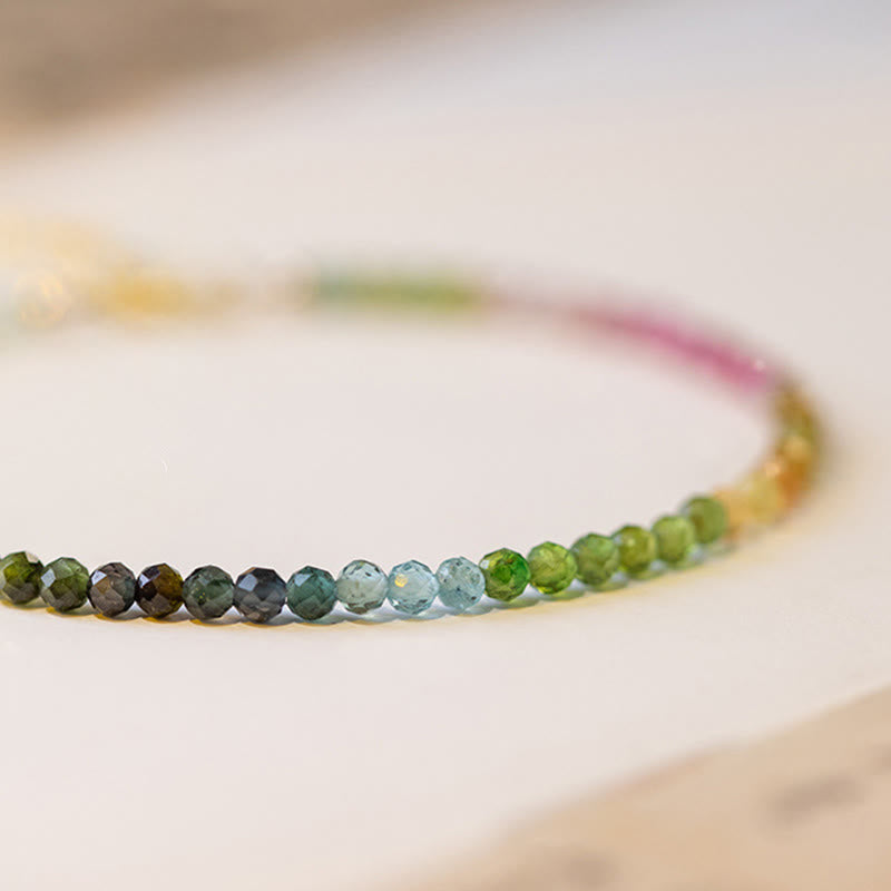 Wear FengShui 2.5mm Natural Tourmaline Ultra-thin Beads Positive Bracelet