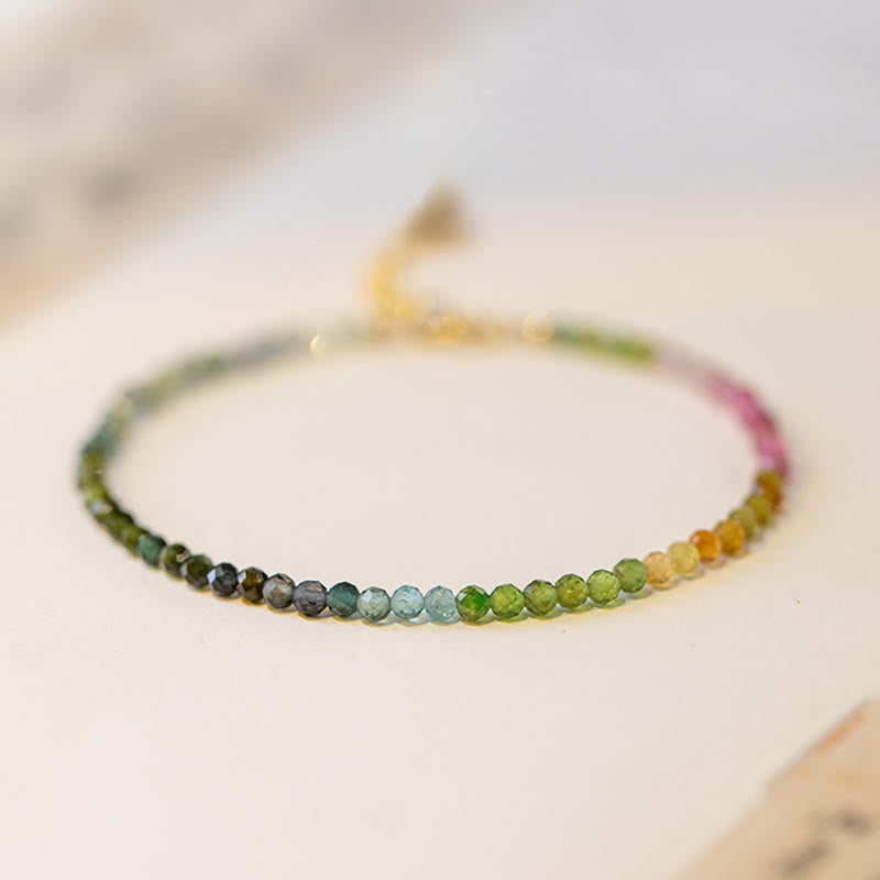 Wear FengShui 2.5mm Natural Tourmaline Ultra-thin Beads Positive Bracelet