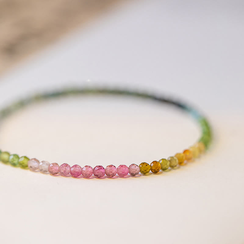 Wear FengShui 2.5mm Natural Tourmaline Ultra-thin Beads Positive Bracelet