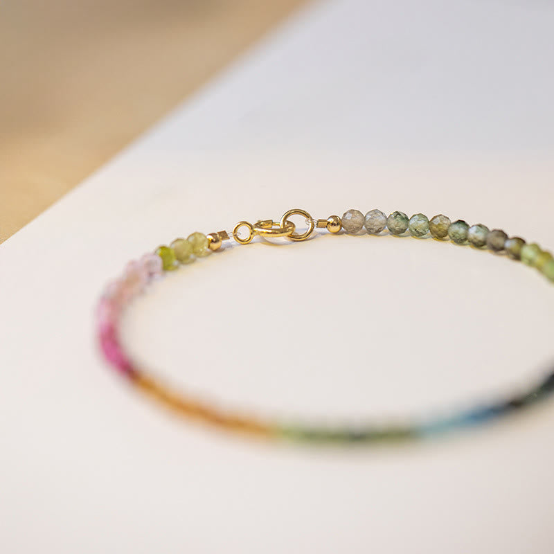 Wear FengShui 2.5mm Natural Tourmaline Ultra-thin Beads Positive Bracelet