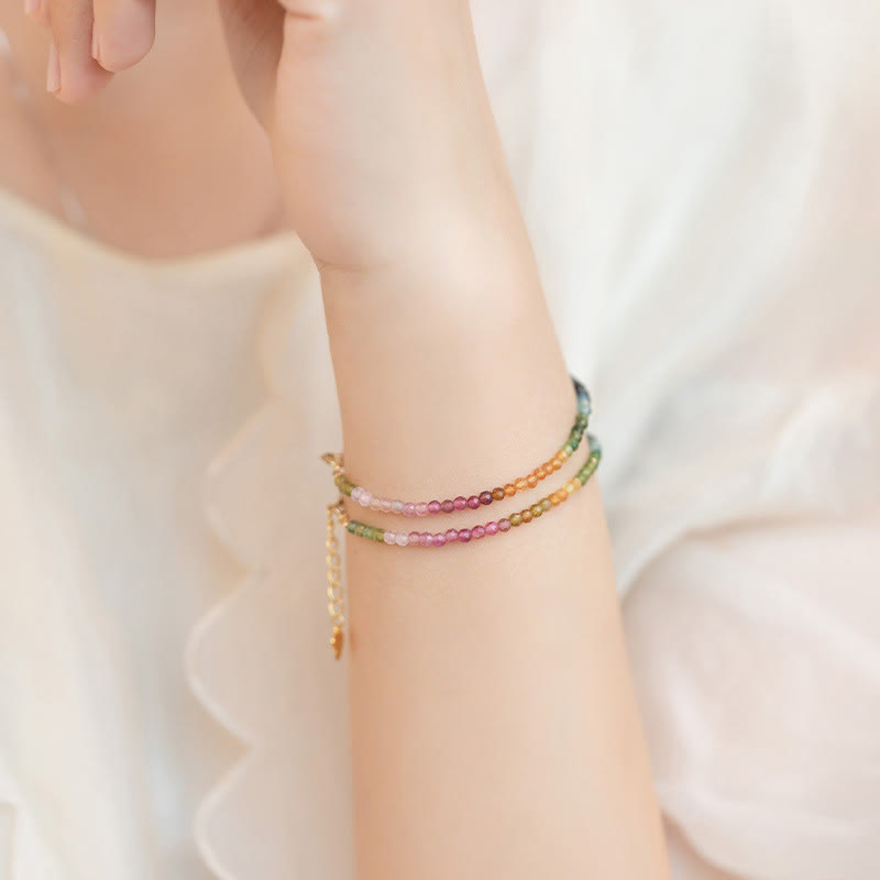 Wear FengShui 2.5mm Natural Tourmaline Ultra-thin Beads Positive Bracelet