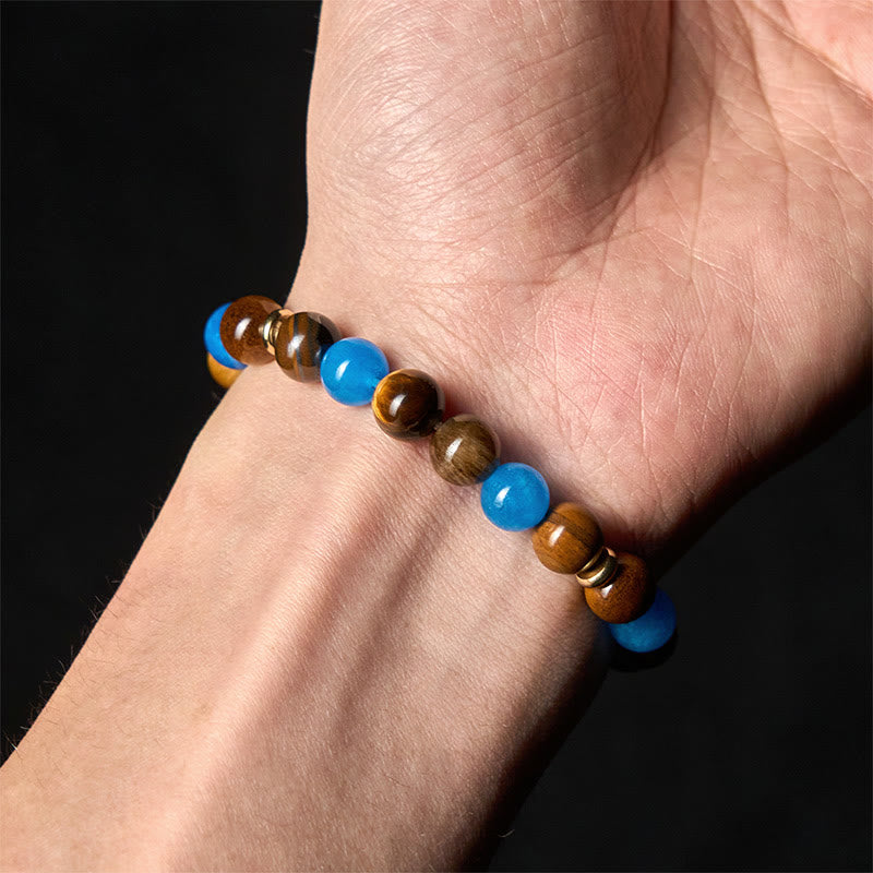 Wear FengShui Apatite Tiger Eye Spacer Beads Motivation Bracelet