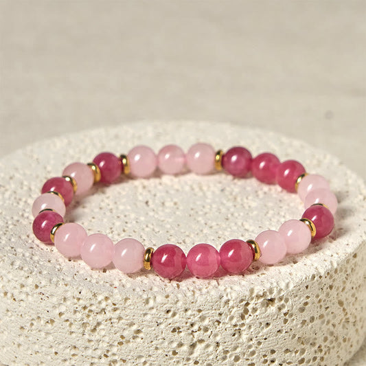 Wear FengShui Strawberry Quartz Pink Crystal Beads Love Positive Bracelet