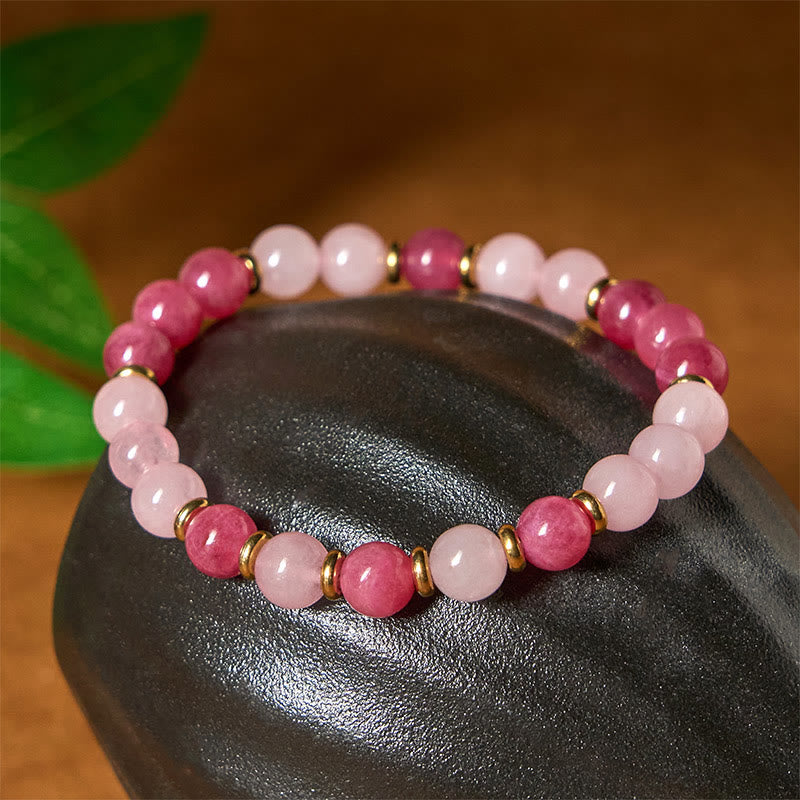 Wear FengShui Strawberry Quartz Pink Crystal Beads Love Positive Bracelet