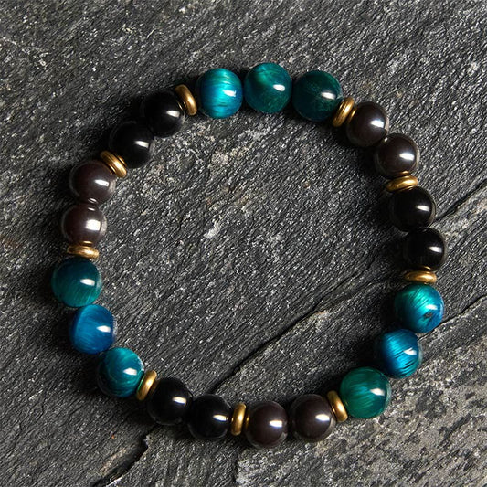Wear FengShui Natural Blue Tiger Eye Beads Balance Bracelet