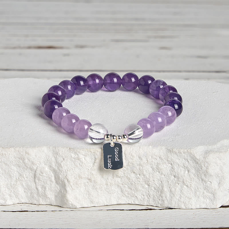 Wear FengShui Amethyst Rose Quartz Strawberry Quartz Good Luck Charm Bracelet