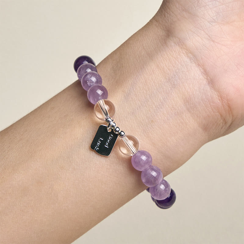 Wear FengShui Amethyst Rose Quartz Strawberry Quartz Good Luck Charm Bracelet