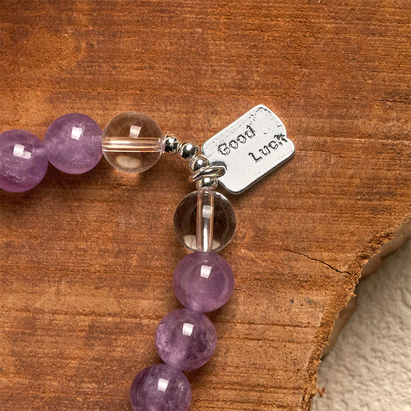 Wear FengShui Amethyst Rose Quartz Strawberry Quartz Good Luck Charm Bracelet