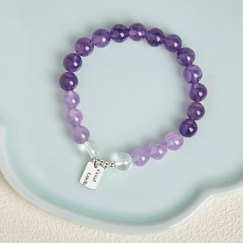 Wear FengShui Amethyst Rose Quartz Strawberry Quartz Good Luck Charm Bracelet