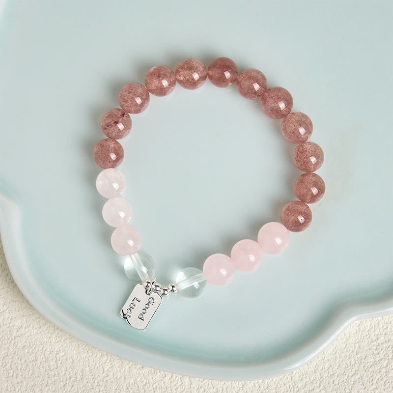 Wear FengShui Amethyst Rose Quartz Strawberry Quartz Good Luck Charm Bracelet