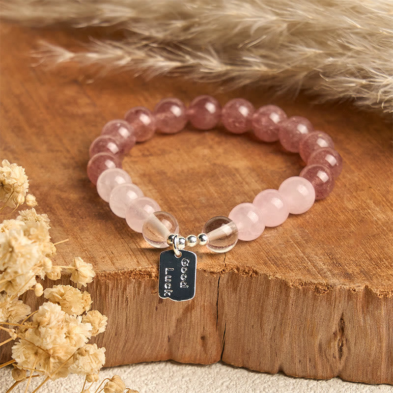 Wear FengShui Amethyst Rose Quartz Strawberry Quartz Good Luck Charm Bracelet