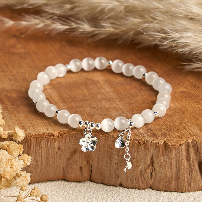 Wear FengShui Natural Cat's Eye Cherry Blossom Peace Bracelet