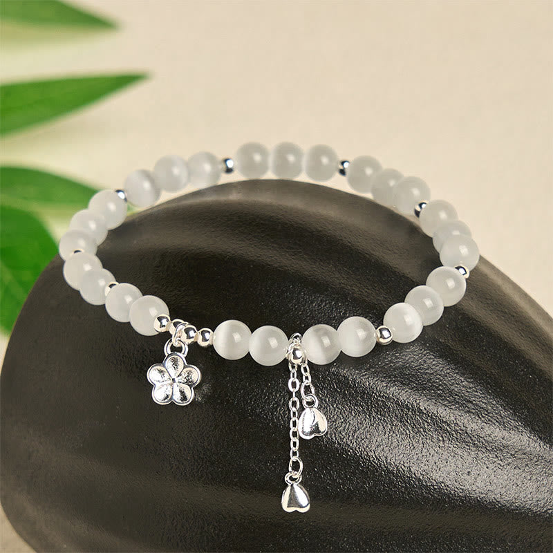 Wear FengShui Natural Cat's Eye Cherry Blossom Peace Bracelet