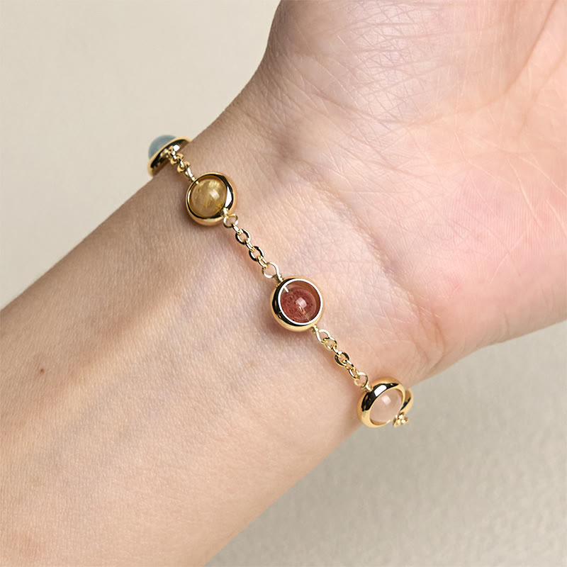 Wear FengShui Colorful Crystal Amethyst Strawberry Quartz Balance Bracelet