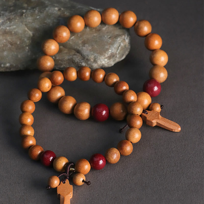 Wear FengShui Peach Wood Cinnabar Sword Charm Wealth Bracelet