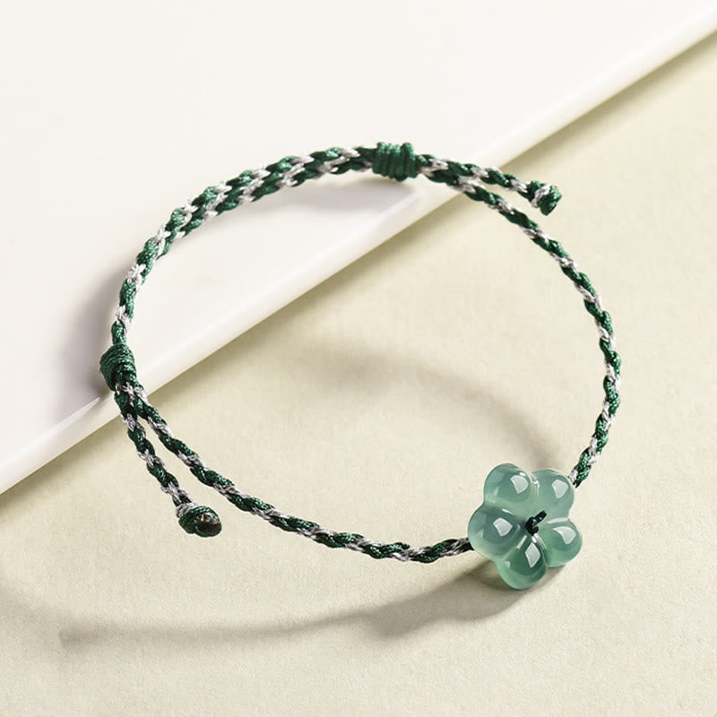 Wear FengShui Natural Flower Jade Hand-Woven Prosperity  Bracelet