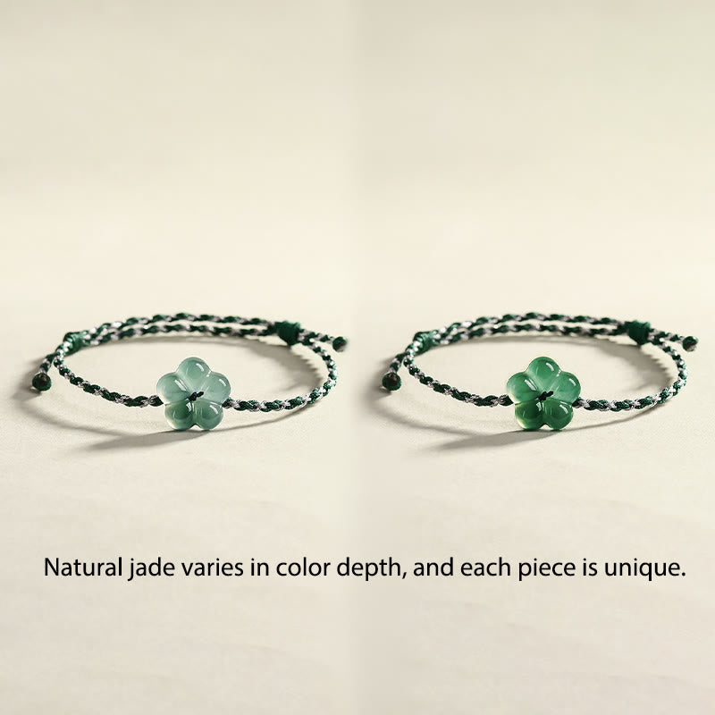 Wear FengShui Natural Flower Jade Hand-Woven Prosperity  Bracelet