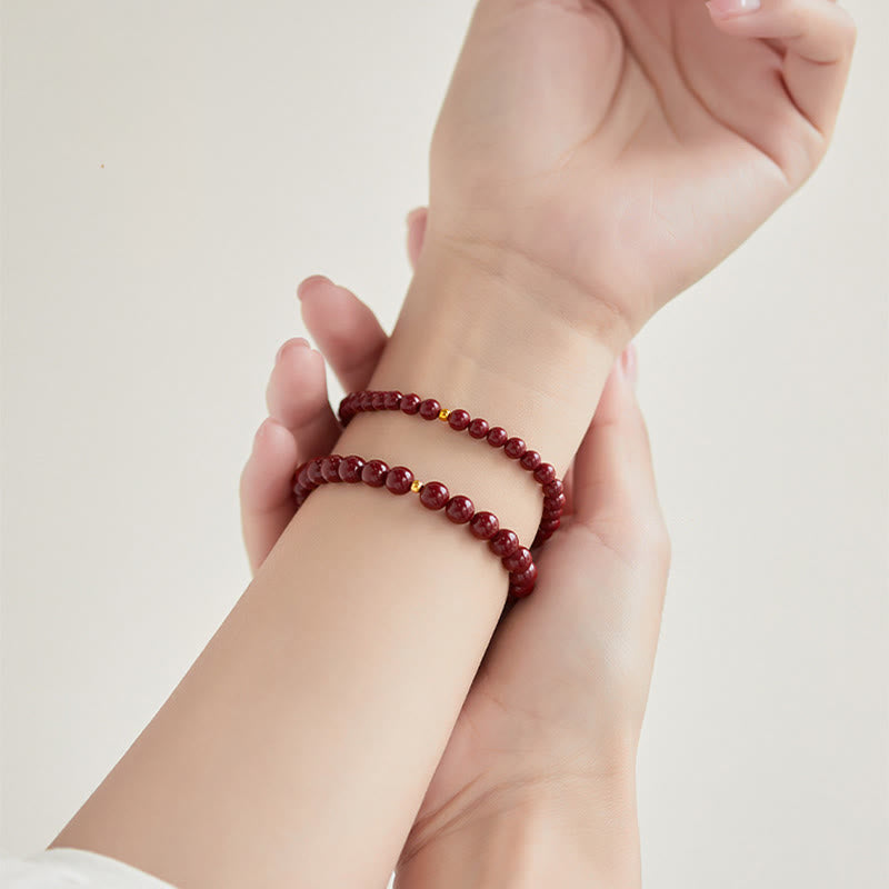 Wear FengShui 999 Gold Cinnabar Simple Design Concentration Bracelet