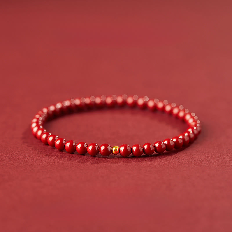 Wear FengShui 999 Gold Cinnabar Simple Design Concentration Bracelet