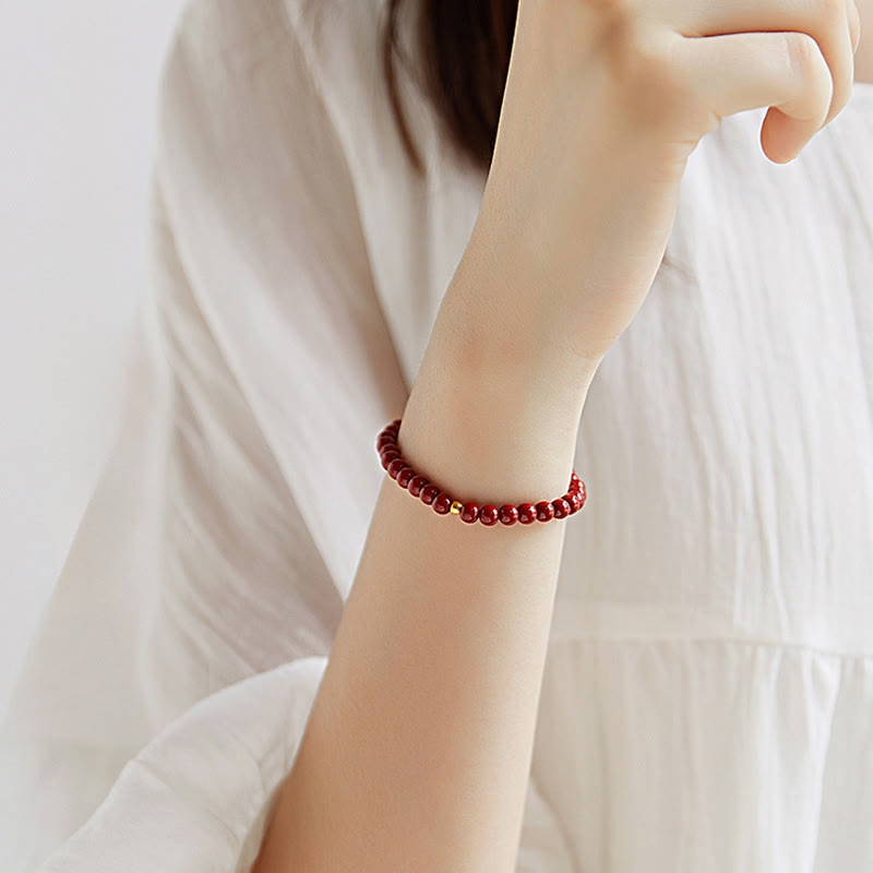 Wear FengShui 999 Gold Cinnabar Simple Design Concentration Bracelet