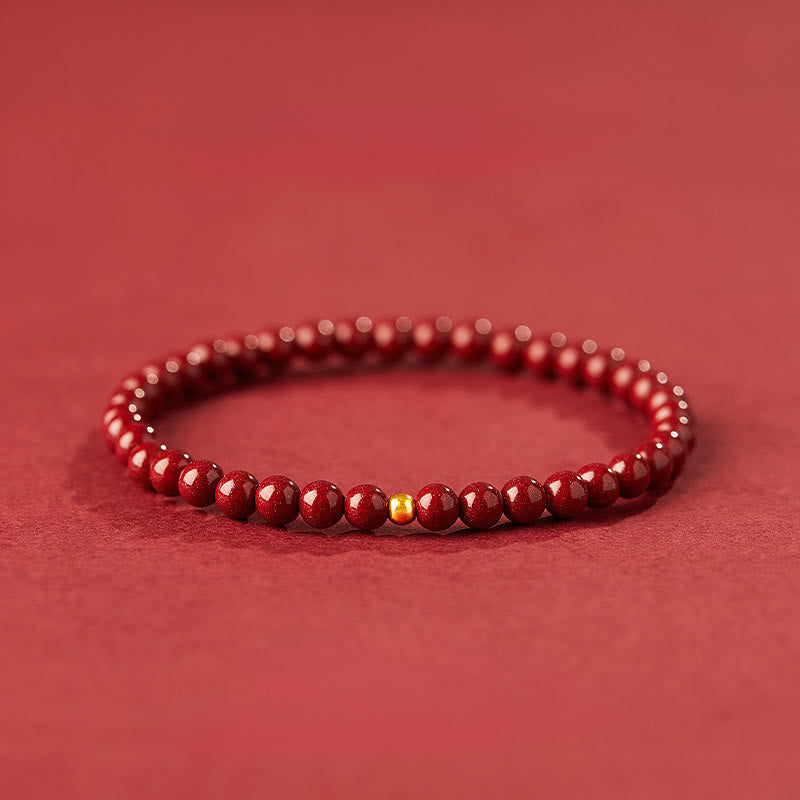 Wear FengShui 999 Gold Cinnabar Simple Design Concentration Bracelet