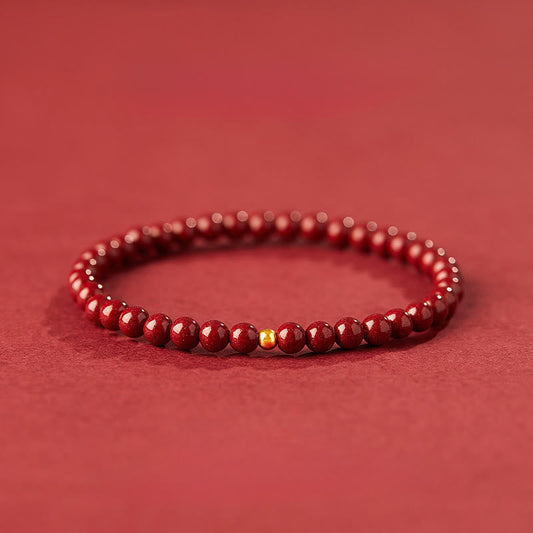 Wear FengShui 999 Gold Cinnabar Simple Design Concentration Bracelet