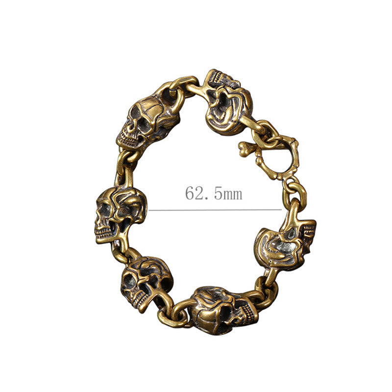 Wear FengShui Retro Copper Brass Skull The Lord Of The Corpse Forest Protection Bracelet