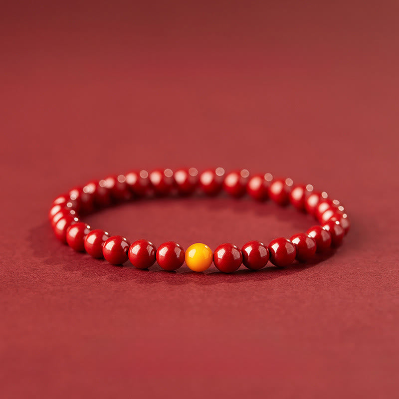 Wear FengShui Natural Cinnabar Amber Stone Calm Bracelet