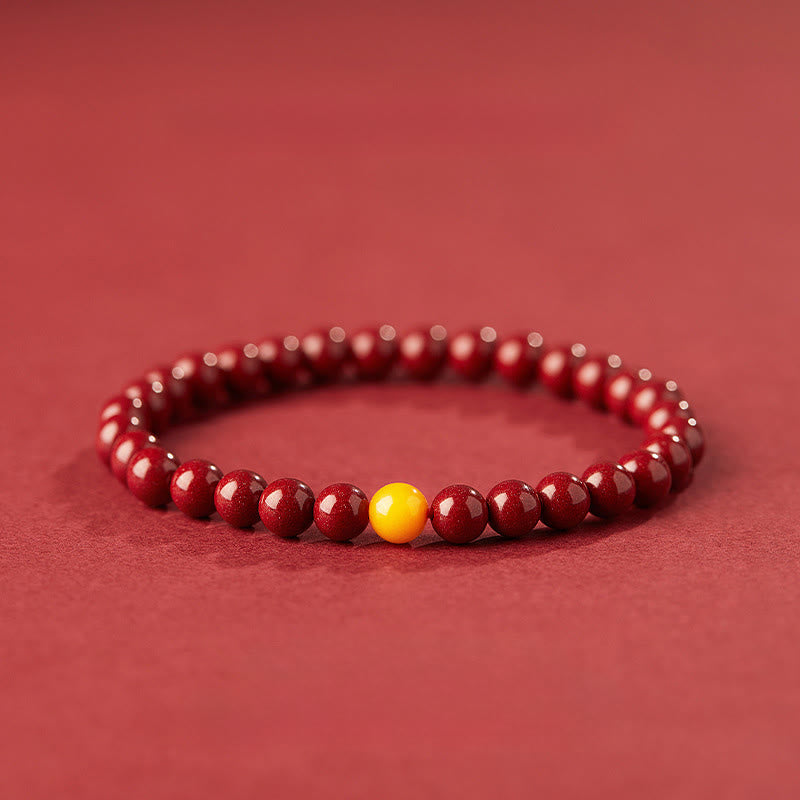 Wear FengShui Natural Cinnabar Amber Stone Calm Bracelet