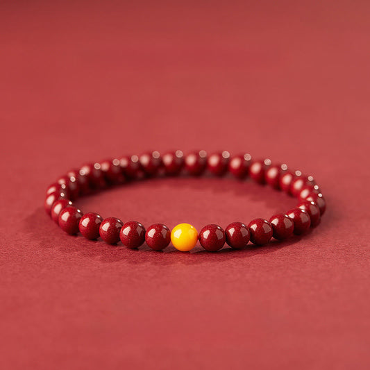 Wear FengShui Natural Cinnabar Amber Stone Calm Bracelet