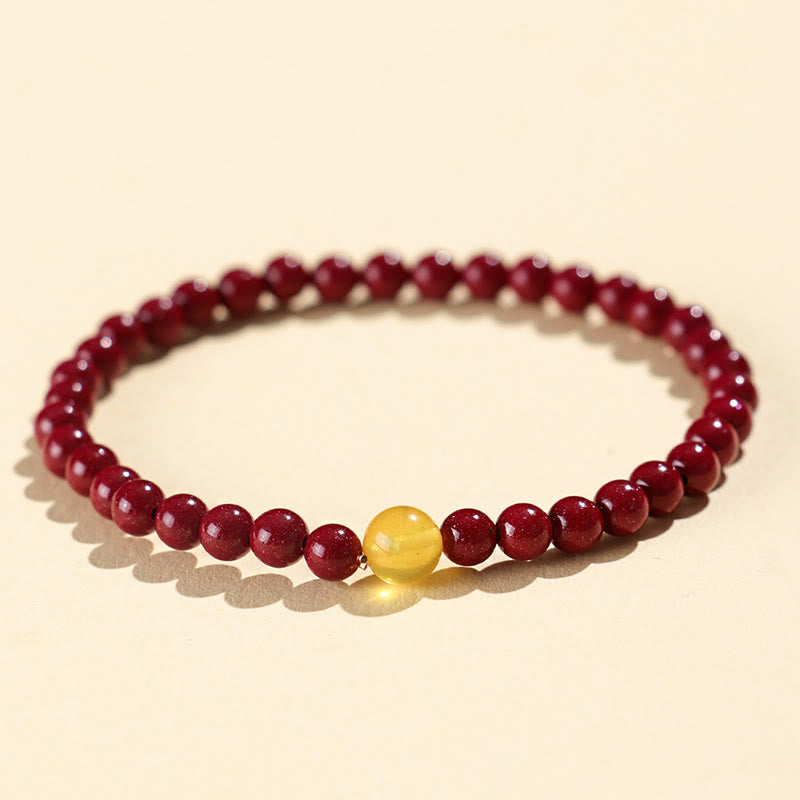 Wear FengShui Natural Cinnabar Amber Stone Calm Bracelet