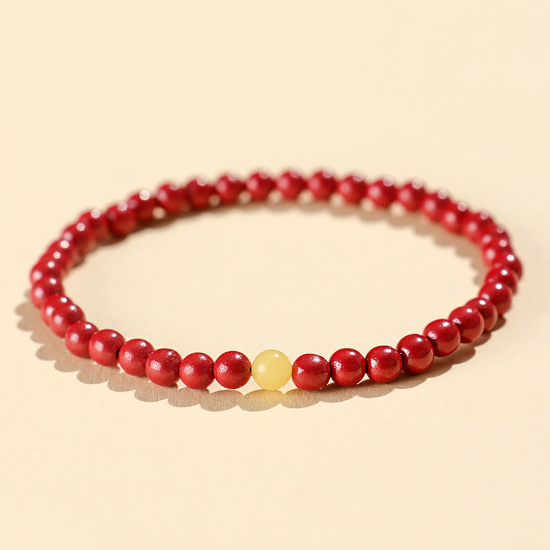 Wear FengShui Natural Cinnabar Amber Stone Calm Bracelet