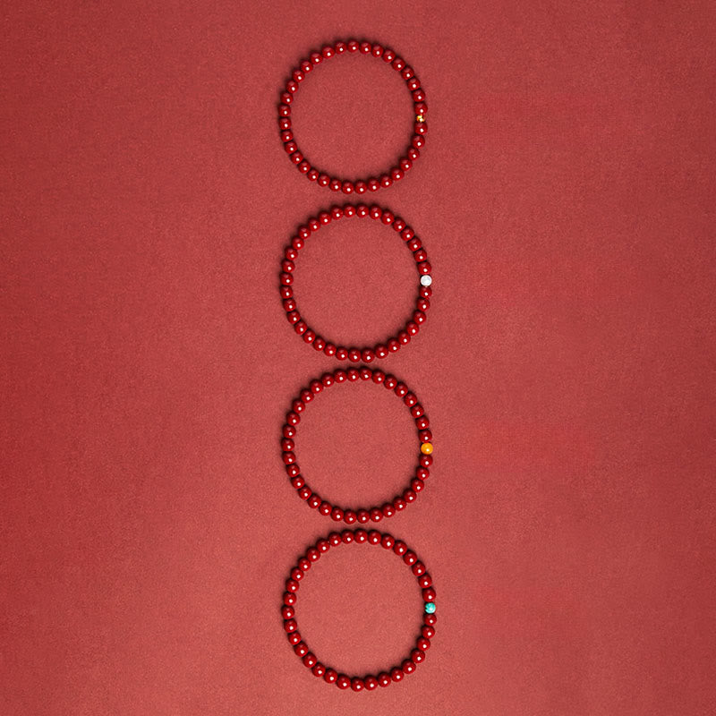 Wear FengShui Natural Cinnabar Amber Stone Calm Bracelet