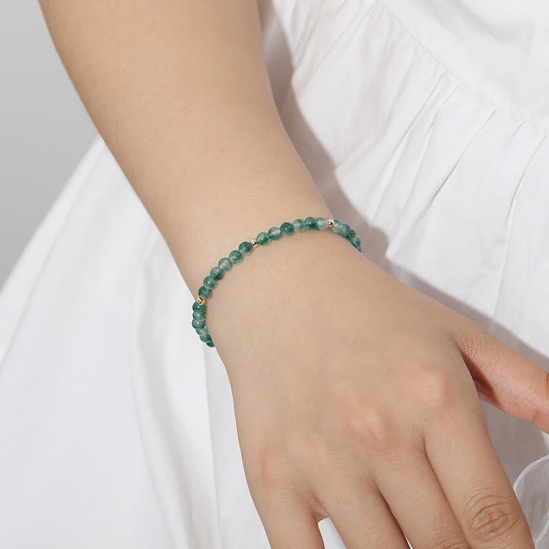 Wear FengShui 14K Gold Plated Natural Moss Agate Healing Bracelet