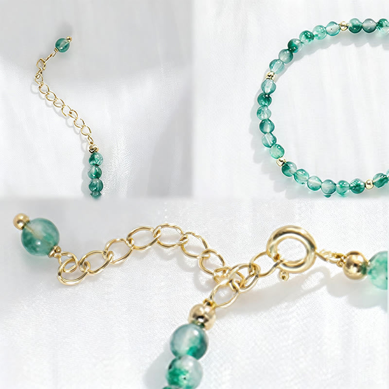 Wear FengShui 14K Gold Plated Natural Moss Agate Healing Bracelet