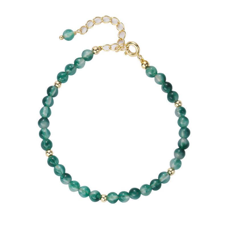 Wear FengShui 14K Gold Plated Natural Moss Agate Healing Bracelet