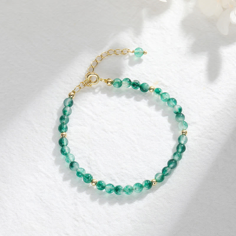 Wear FengShui 14K Gold Plated Natural Moss Agate Healing Bracelet