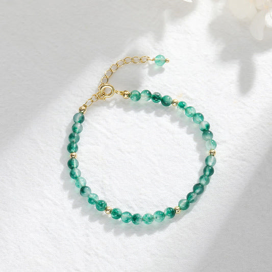 Wear FengShui 14K Gold Plated Natural Moss Agate Healing Bracelet