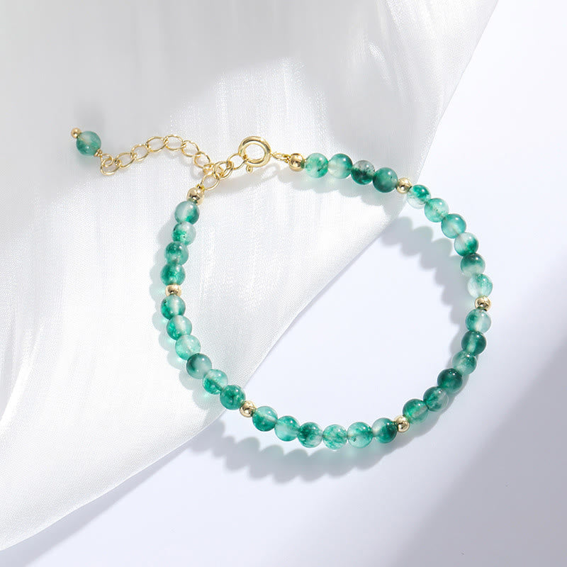 Wear FengShui 14K Gold Plated Natural Moss Agate Healing Bracelet