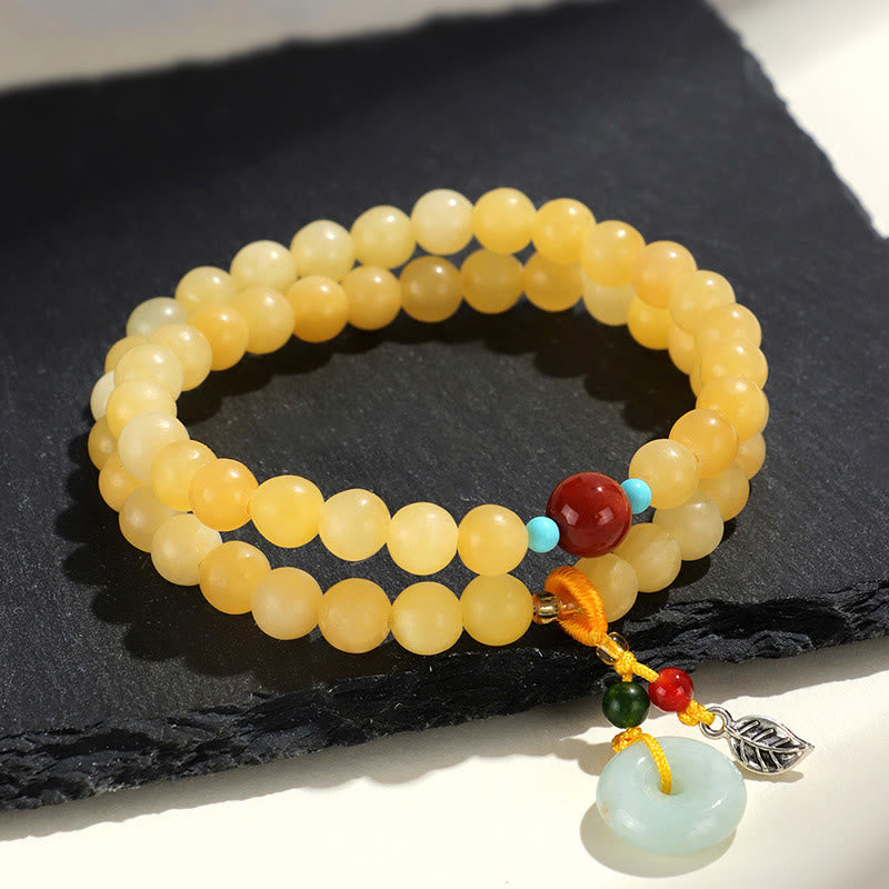 Wear FengShui Topaz Peace Buckle Double Wrap Design Wealth Bracelet