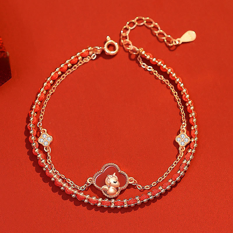 Wear FengShui 925 Sterling Silver Year Of The Horse Red Agate Hetian Jade Confidence Bracelet