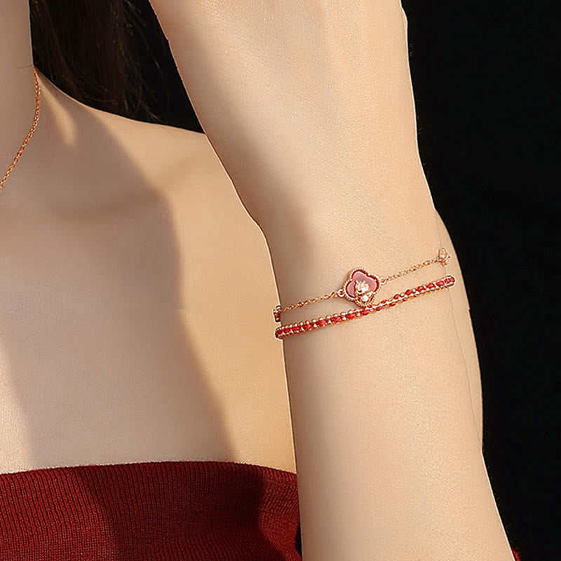 Wear FengShui 925 Sterling Silver Year Of The Horse Red Agate Hetian Jade Confidence Bracelet