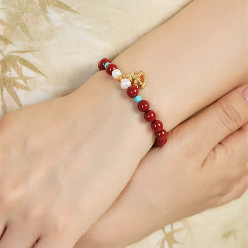 Wear FengShui Year of the Horse Natural Cinnabar Pearl Blessing Bracelet