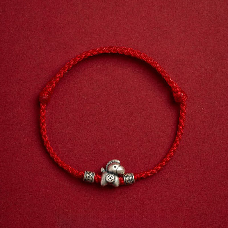 Wear FengShui Year of the Horse 999 Sterling Silver String Braided Protection Bracelet