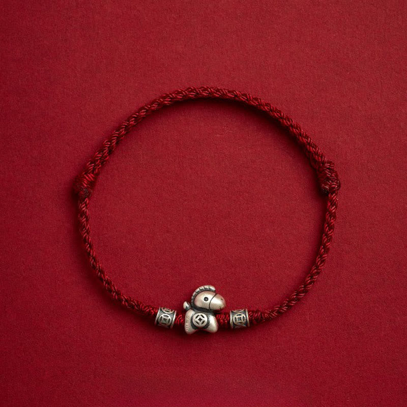Wear FengShui Year of the Horse 999 Sterling Silver String Braided Protection Bracelet