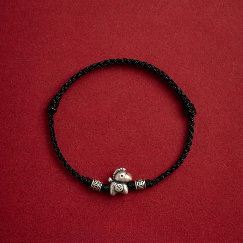 Wear FengShui Year of the Horse 999 Sterling Silver String Braided Protection Bracelet