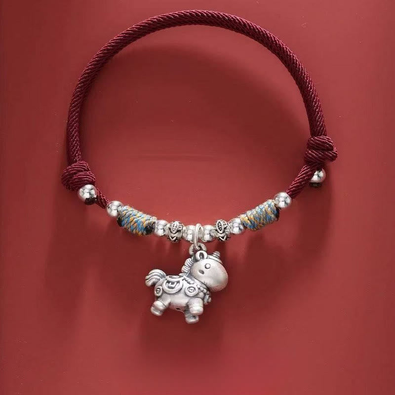 Wear FengShui Year of the Horse 999 Sterling Silver String Braided Protection Bracelet